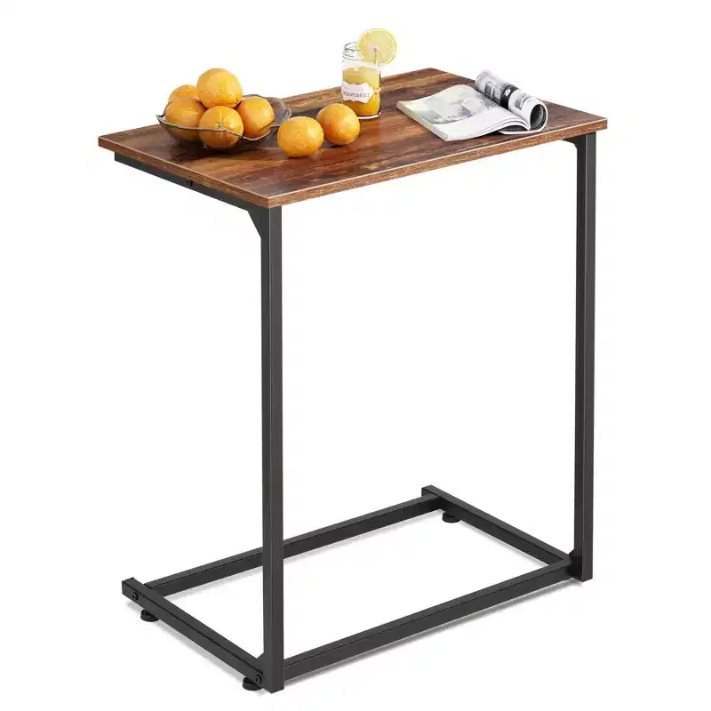 Tavolino da divano a C, Tavolino laterale piccolo per divano, Tavolino da divano largo a incastro, Tavolino per laptop/spuntini