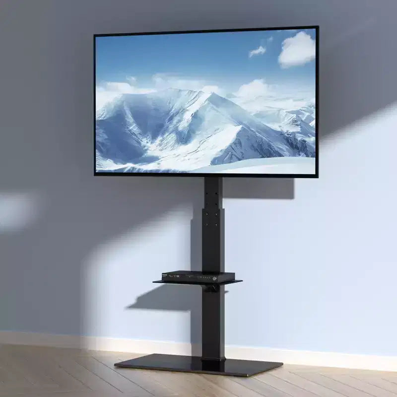 VEVOR Supporto per TV, Supporto TV Girevole Alto per TV da 32 a 85 pollici, Supporto TV da Pavimento Portatile Regolabile in Altezza con Base in Vetro Temperato