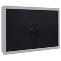 vidaXL Wall Mounted Tool Cabinet Industrial Style Metal Gray and Black - Gray
