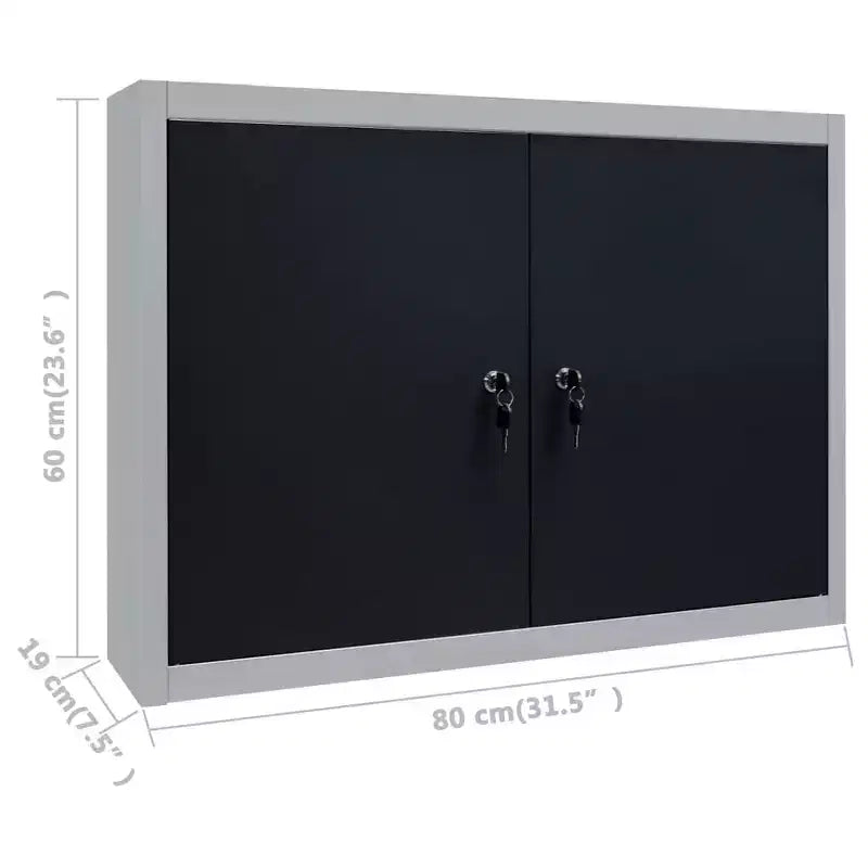 vidaXL Armadietto Portautensili da Parete in Metallo Stile Industriale Grigio e Nero - Grigio