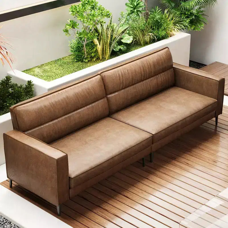 Divano moderno Luck Live Contemporary da 86,61 pollici in vera pelle cerata a olio, la struttura del divano è solida, il divano è confortevole al tatto