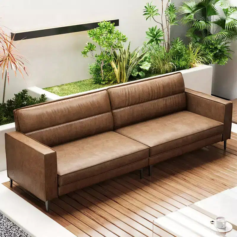 Divano moderno Luck Live Contemporary da 86,61 pollici in vera pelle cerata a olio, la struttura del divano è solida, il divano è confortevole al tatto
