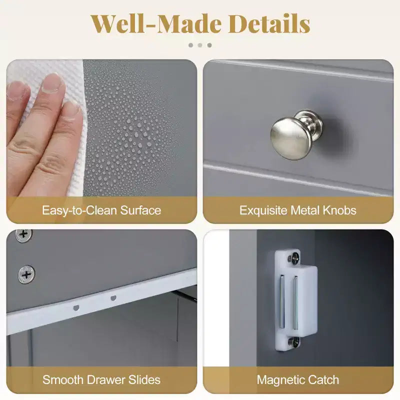 Mobile contenitore da pavimento Costway, organizer per bagno con armadietto e cassetto, mensola per asciugamani, bianco/grigio/nero