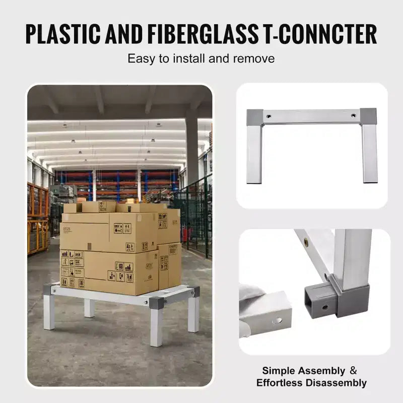VEVOR Scaffale in Alluminio per Pallet, 61 x 35,5 cm, Scaffale Commerciale per Alimenti da Pavimento, 20 cm da Terra, Capacità di 450 kg, Scaffale Regolabile in Alluminio