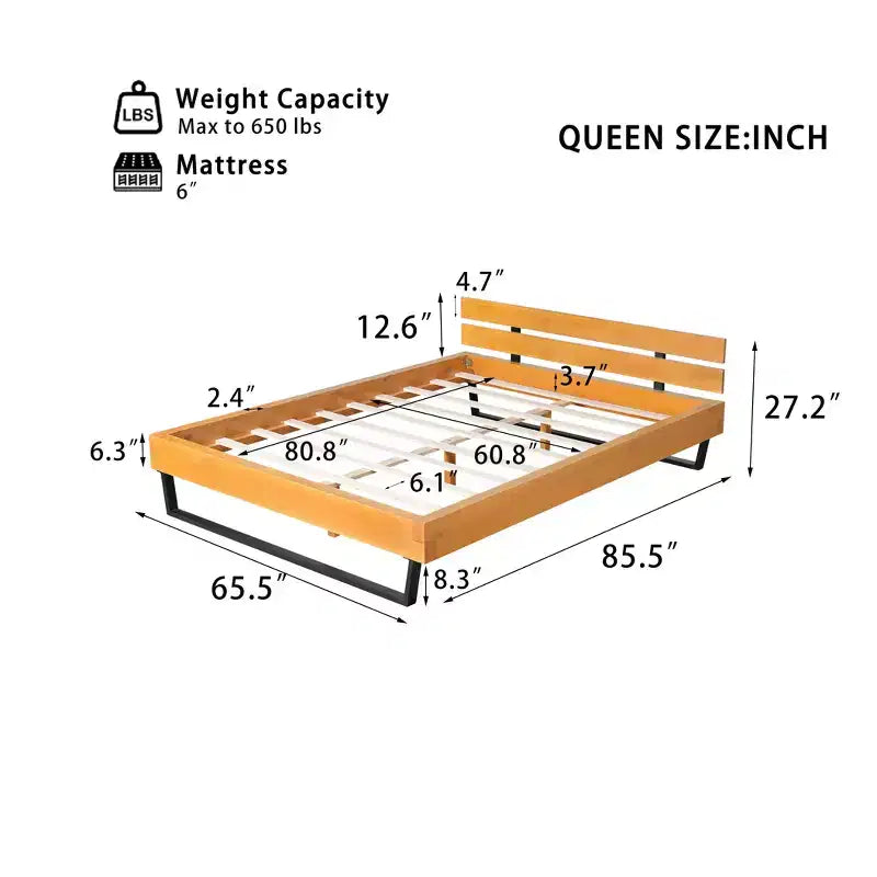 Christopher Knight Home Myora - Struttura letto moderna industriale in legno di pino con base in ferro