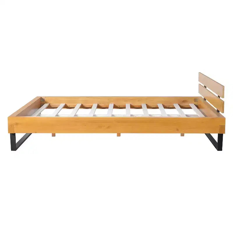 Christopher Knight Home Myora - Struttura letto moderna industriale in legno di pino con base in ferro