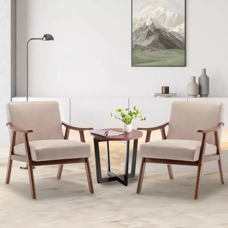 Okak Sedie d'accento per camera da letto, Sedia moderna di metà secolo, Telaio in legno massello, Sedia d'accento con schienale extra spesso, Sedia a pozzetto, Sala lettura