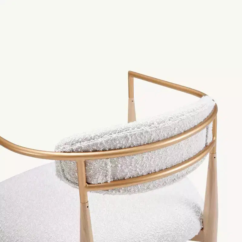 Sgabelli da Bar con Braccioli Imbottiti Bouclé, Set di 2, con Gambe in Metallo Effetto Legno per Cucina, Soggiorno, Ristorante, Caffetteria - Morden Fort
