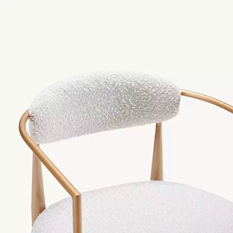 Sgabelli da Bar con Braccioli Imbottiti Bouclé, Set di 2, con Gambe in Metallo Effetto Legno per Cucina, Soggiorno, Ristorante, Caffetteria - Morden Fort
