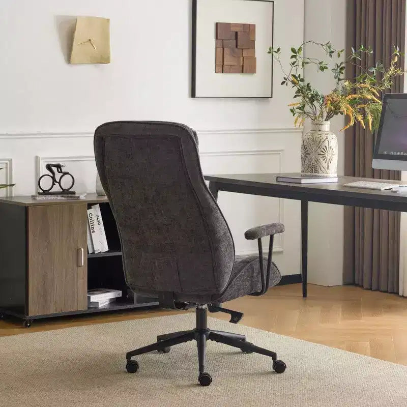 Sedia girevole Karl Home nera in PU con schienale alto regolabile per interni
