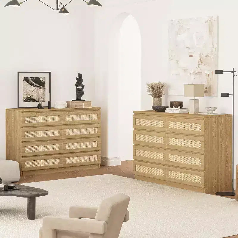 Armadietti decorativi in rattan, cassettiera per camera da letto, cassettiera a 8 cassetti per armadio