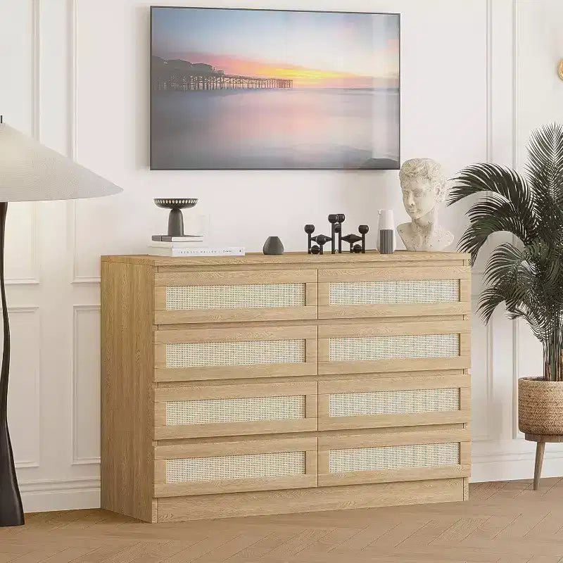 Armadietti decorativi in rattan, cassettiera per camera da letto, cassettiera a 8 cassetti per armadio
