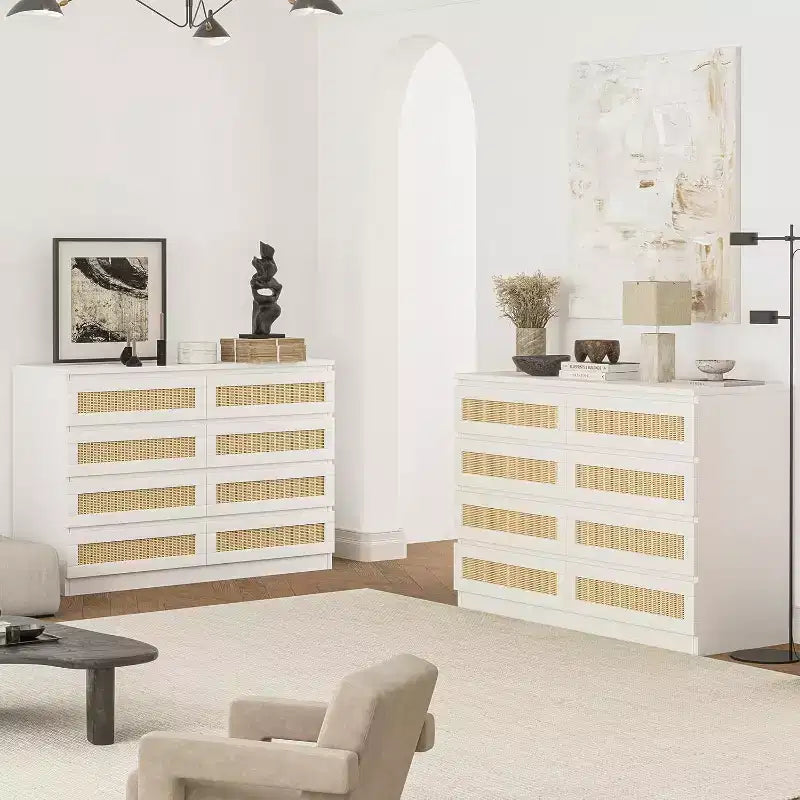 Armadietti decorativi in rattan, cassettiera per camera da letto, cassettiera a 8 cassetti per armadio