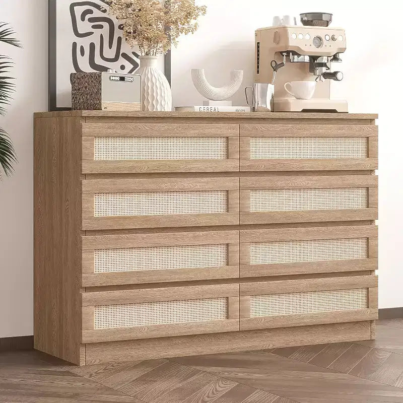 Armadietti decorativi in rattan, cassettiera per camera da letto, cassettiera a 8 cassetti per armadio