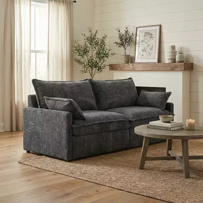 Divano letto estraibile Whisen, divano letto convertibile con contenitore laterale e porte di ricarica USB/C-TYPE