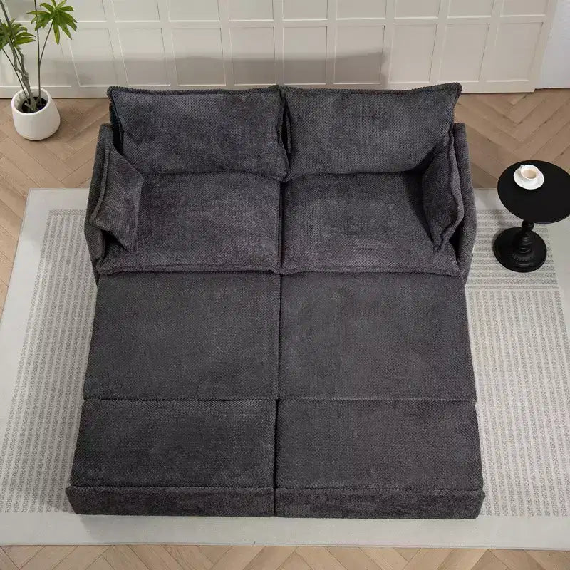 Divano letto estraibile Whisen, divano letto convertibile con contenitore laterale e porte di ricarica USB/C-TYPE
