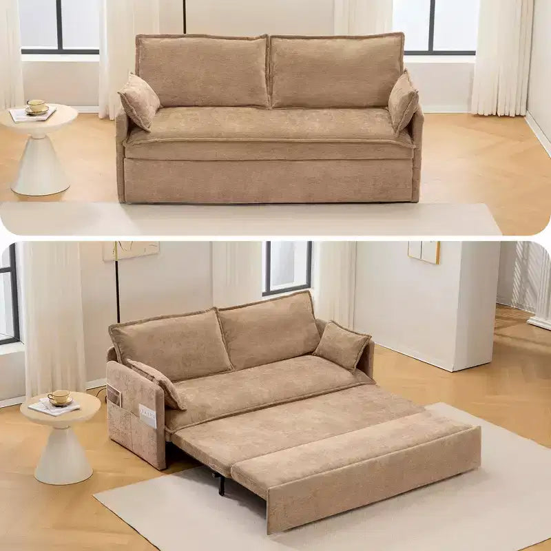 Divano letto estraibile Whisen, divano letto convertibile con contenitore laterale e porte di ricarica USB/C-TYPE
