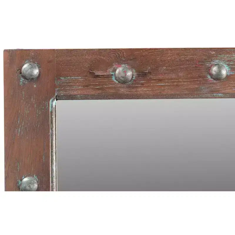 HomeRoots 60 specchio decorativo con cornice a vetri in legno massello rustico marrone