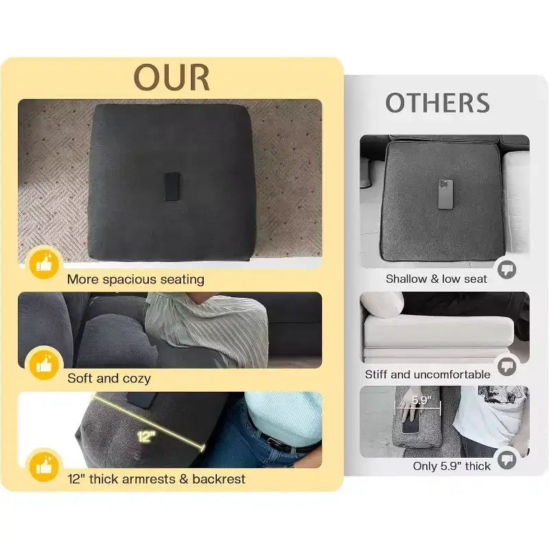 AMERLIFE Divano componibile a U con pouf, Divano di grandi dimensioni per soggiorno