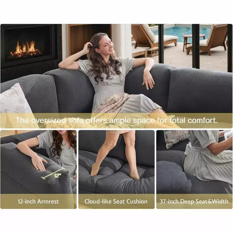 AMERLIFE Divano componibile a U con pouf, Divano di grandi dimensioni per soggiorno