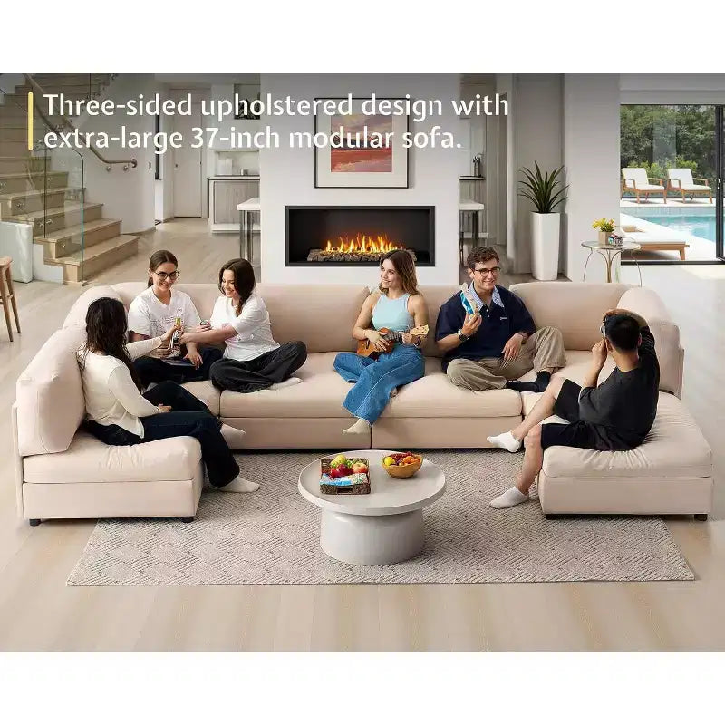 AMERLIFE Divano componibile a U con pouf, Divano di grandi dimensioni per soggiorno