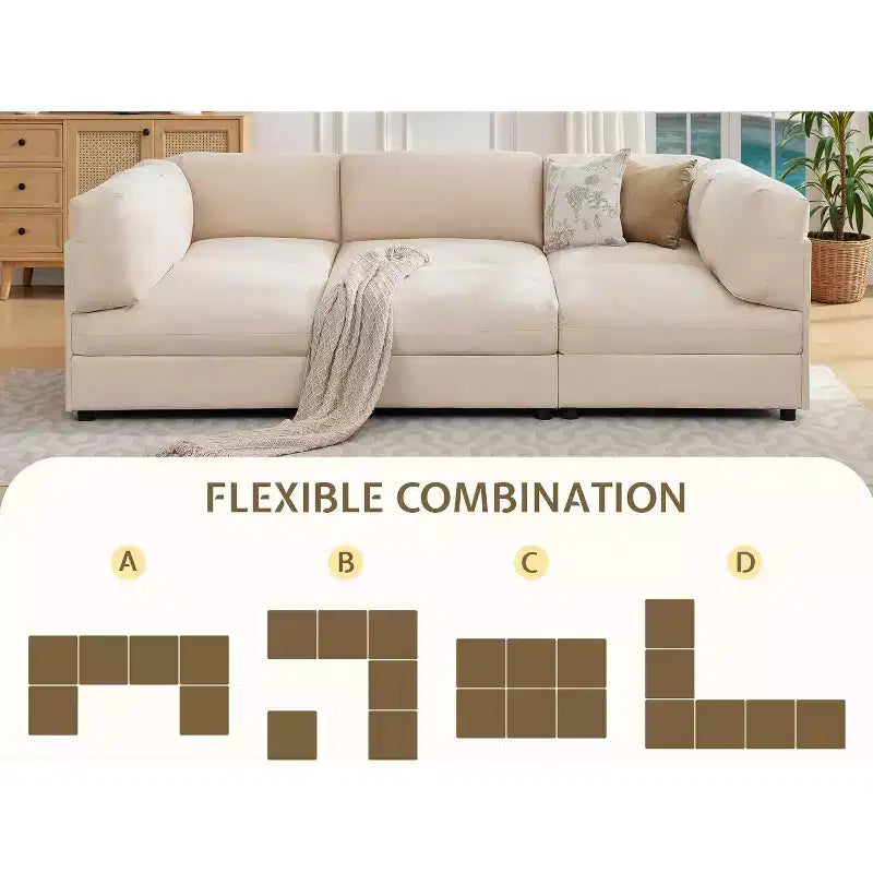 AMERLIFE Divano componibile a U con pouf, Divano di grandi dimensioni per soggiorno