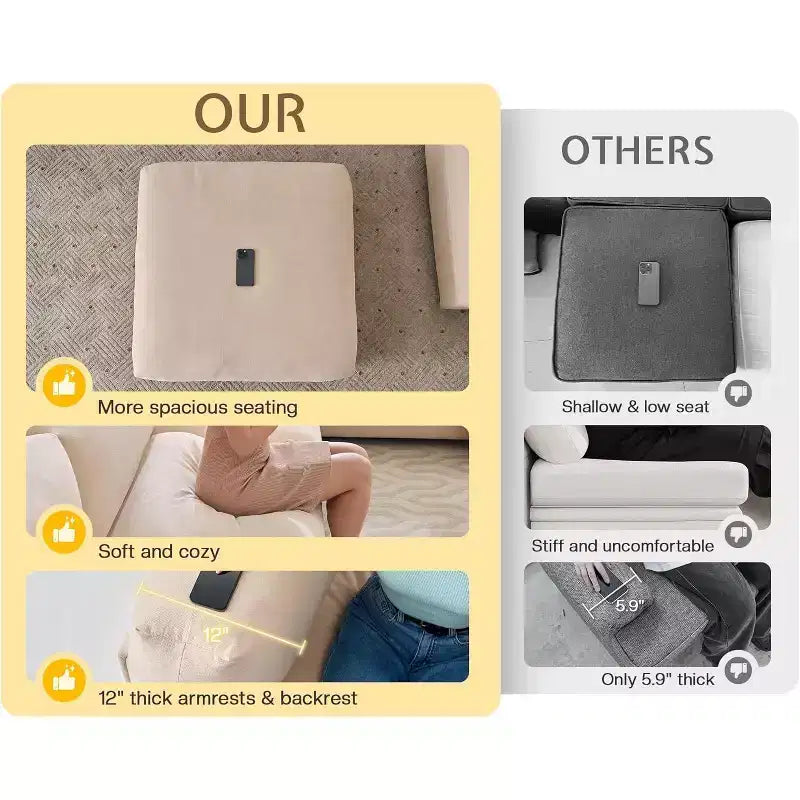 AMERLIFE Divano componibile a U con pouf, Divano di grandi dimensioni per soggiorno