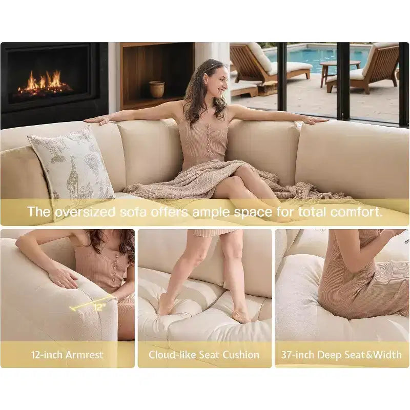 AMERLIFE Divano componibile a U con pouf, Divano di grandi dimensioni per soggiorno
