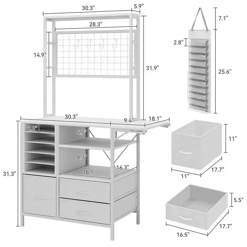 ELECWISH Organizer Artigianale Compatibile con Macchine Cricut, Tavolo Artigianale con Funzione Pieghevole Grande Tavolo Artigianale con Cassetti e Supporti