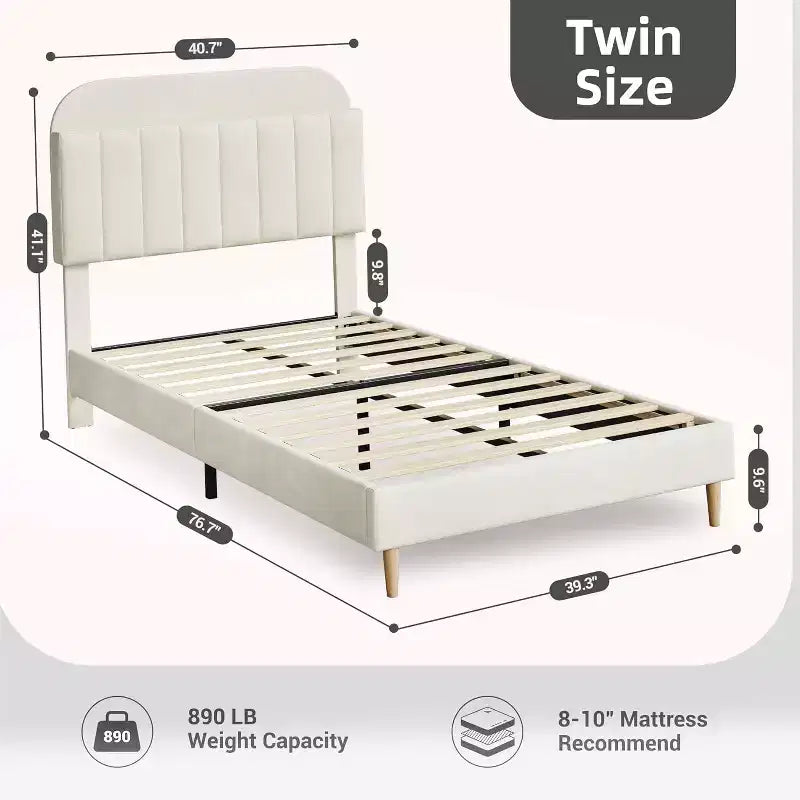 Struttura letto in velluto con libreria, letto a piattaforma per bambini Twin/Twin XL/Full con testiera contenitore, struttura in acciaio resistente