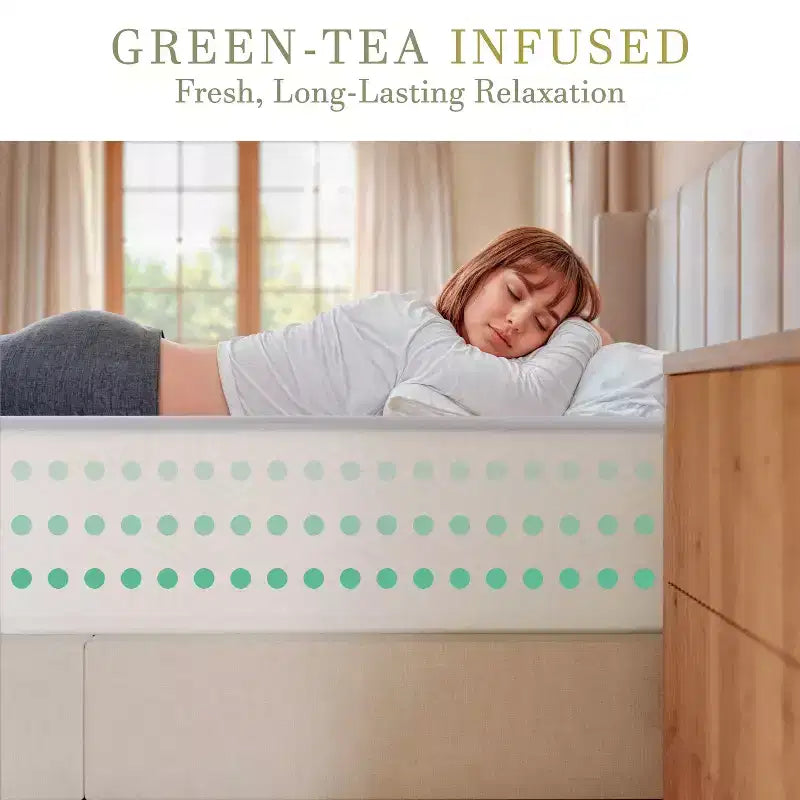Materasso in memory foam Merrick Lane in scatola a 3 strati, con rivestimento lavabile, schiuma infusa al tè verde, gel rinfrescante e schiuma certificata CertiPUR-US