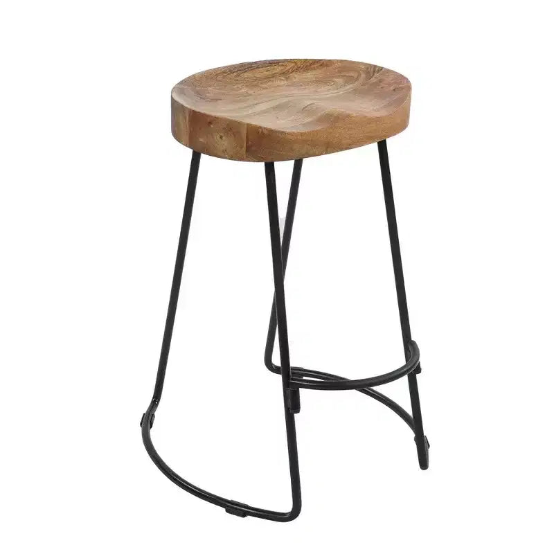 Sgabello da bancone Royal Hampton Industrial in legno di mango e ferro, altezza 24 pollici, set da 2