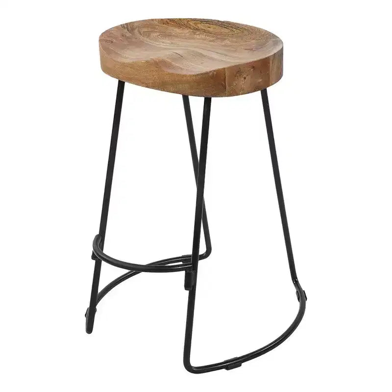 Sgabello da bancone Royal Hampton Industrial in legno di mango e ferro, altezza 24 pollici, set da 2