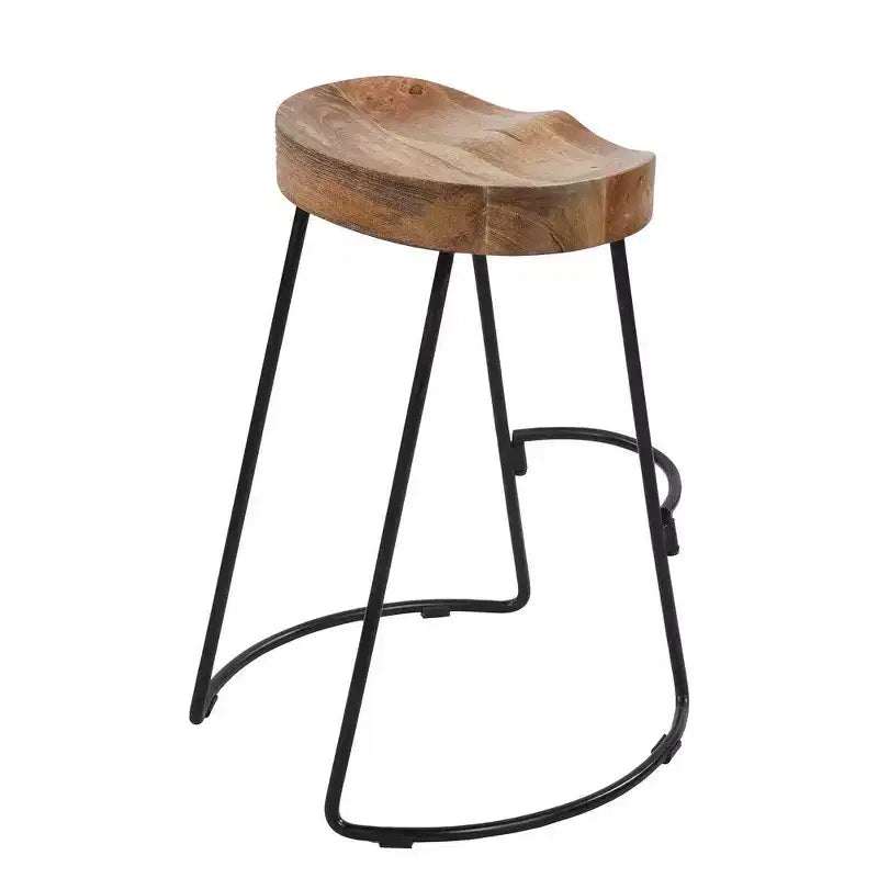 Sgabello da bancone Royal Hampton Industrial in legno di mango e ferro, altezza 24 pollici, set da 2