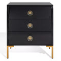Lucian 3-Drawer Nightstand - SFV3559 - Black/Brass - Safavieh Couture
