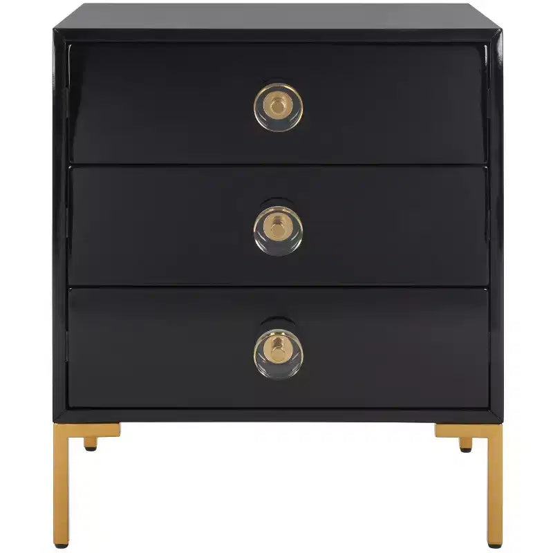 Comodino a 3 cassetti Lucian - SFV3559 - Nero/Ottone - Safavieh Couture