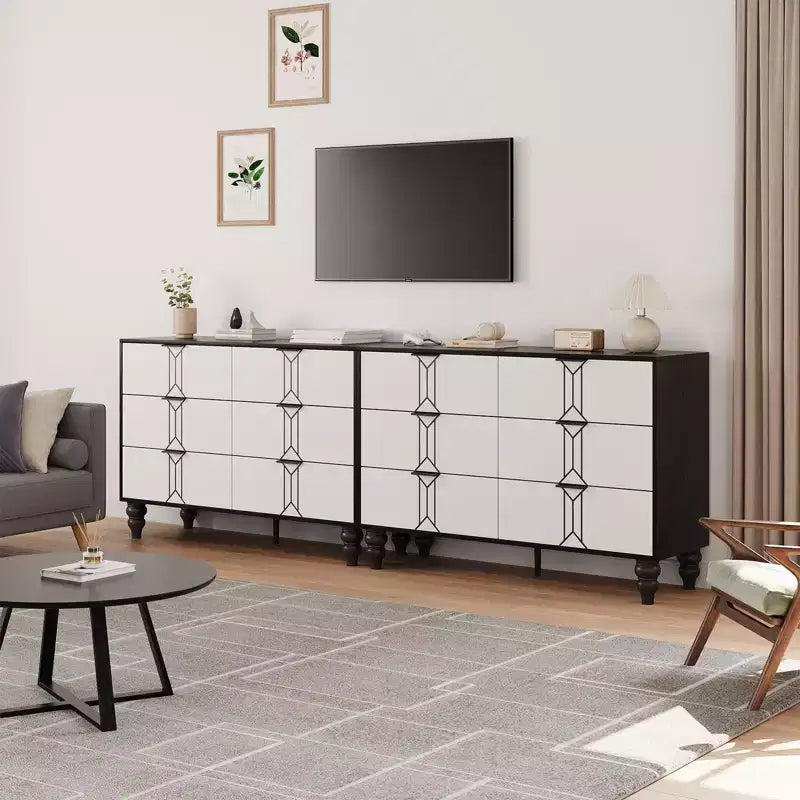 Cassettiera a 6 cassetti GustoWave per camera da letto, cassettiera moderna in legno con maniglia in metallo, cassettiera grande con cassetti per riporre gli oggetti