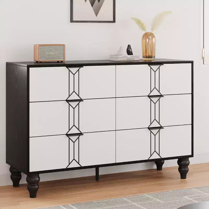 Cassettiera a 6 cassetti GustoWave per camera da letto, cassettiera moderna in legno con maniglia in metallo, cassettiera grande con cassetti per riporre gli oggetti