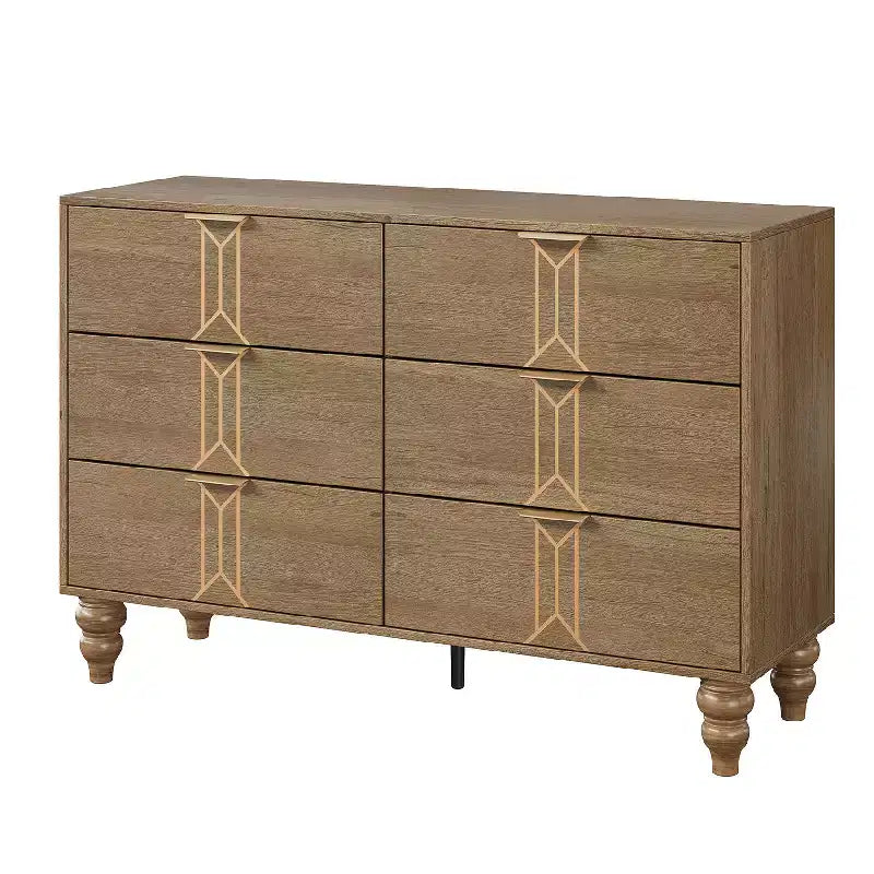 Cassettiera a 6 cassetti GustoWave per camera da letto, cassettiera moderna in legno con maniglia in metallo, cassettiera grande con cassetti per riporre gli oggetti