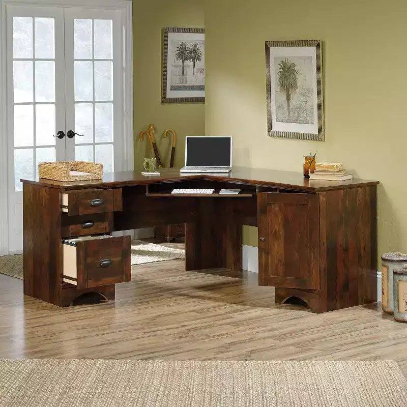 Scrivanie per Computer HomeStock da 76,91 cm H, in Legno Marrone, con Cassetto Multiuso