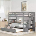 Letto a castello in legno Okak Twin su Twin con letto estraibile, letto a castello a soppalco con scala contenitore per bambini e ragazzi, facile da montare, non è richiesta la rete a molle