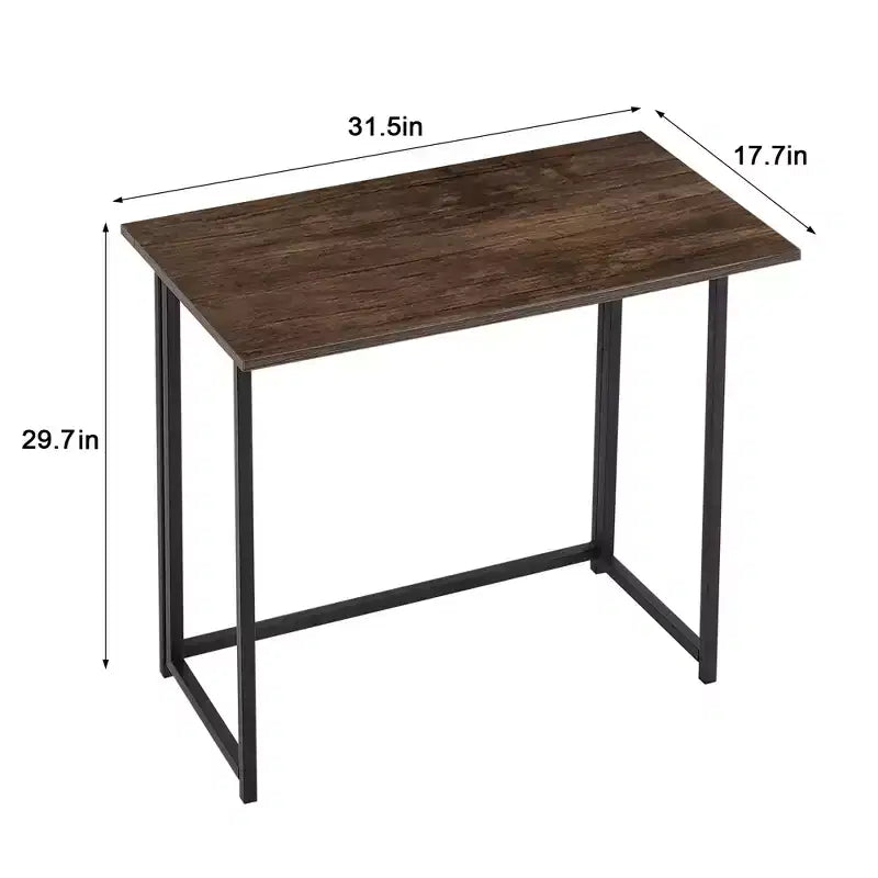 VECELO Scrivania Pieghevole per Computer da 80 cm, Robusta Scrivania per Scrivere in Acciaio, Tavolo per Laptop per Casa o Ufficio, Marrone Retrò