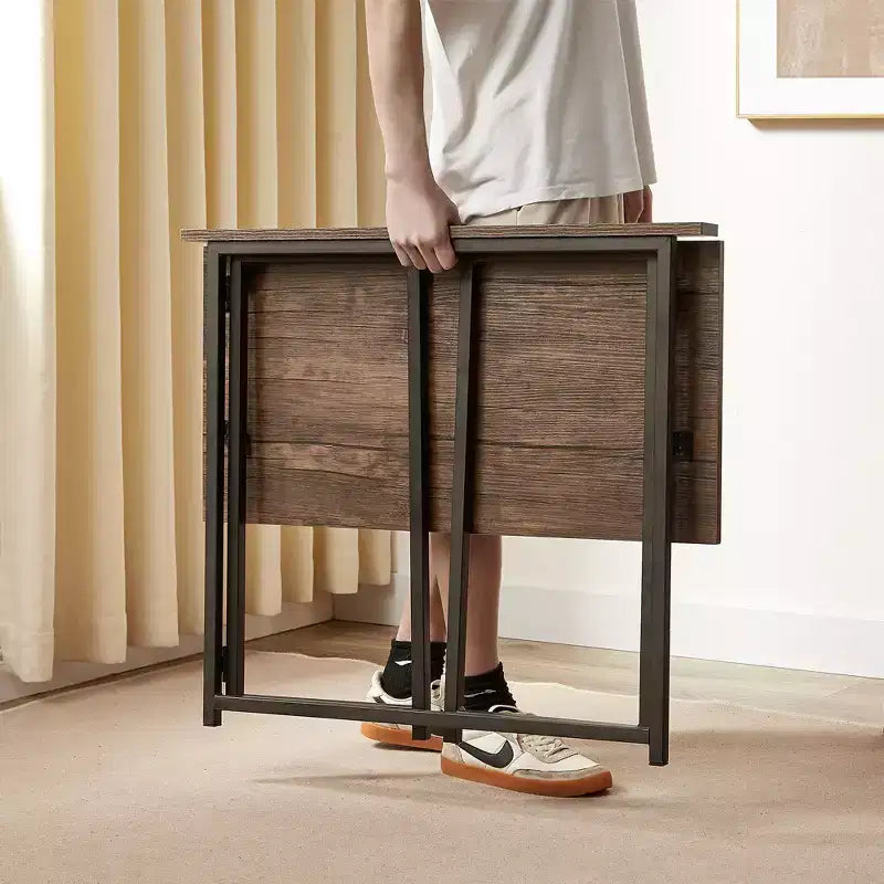 VECELO Scrivania Pieghevole per Computer da 80 cm, Robusta Scrivania per Scrivere in Acciaio, Tavolo per Laptop per Casa o Ufficio, Marrone Retrò