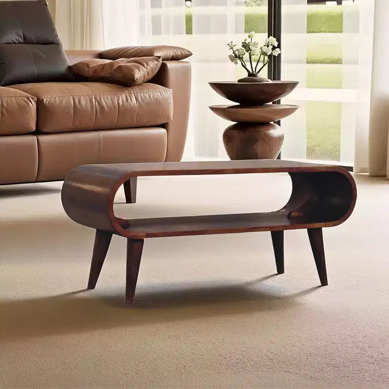 Tavolino GDFStudio Ferguson in legno di mango ricurvo in stile nordico da 35,5 pollici