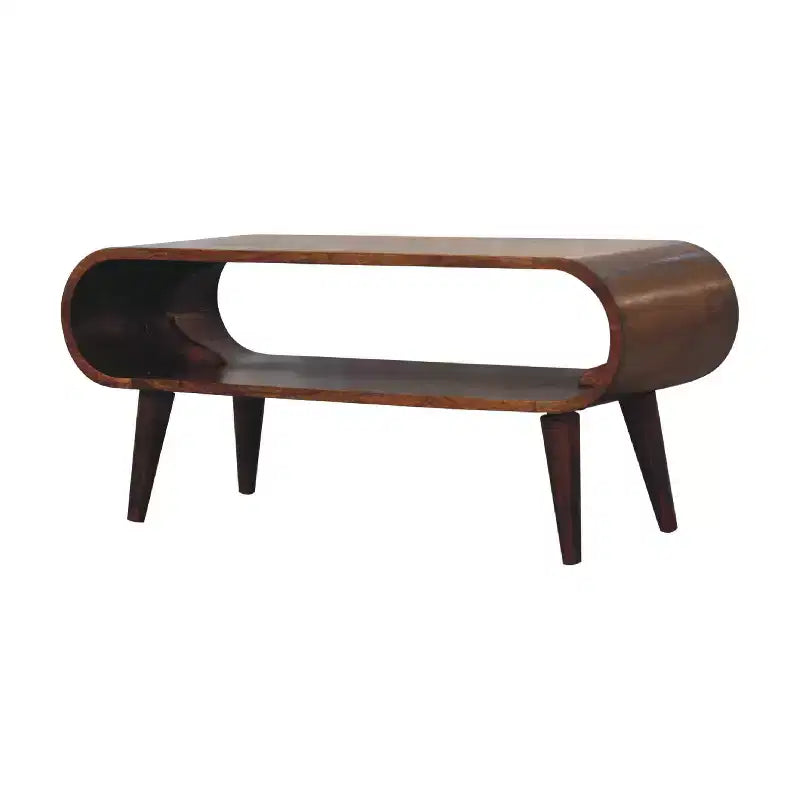 Tavolino GDFStudio Ferguson in legno di mango ricurvo in stile nordico da 35,5 pollici