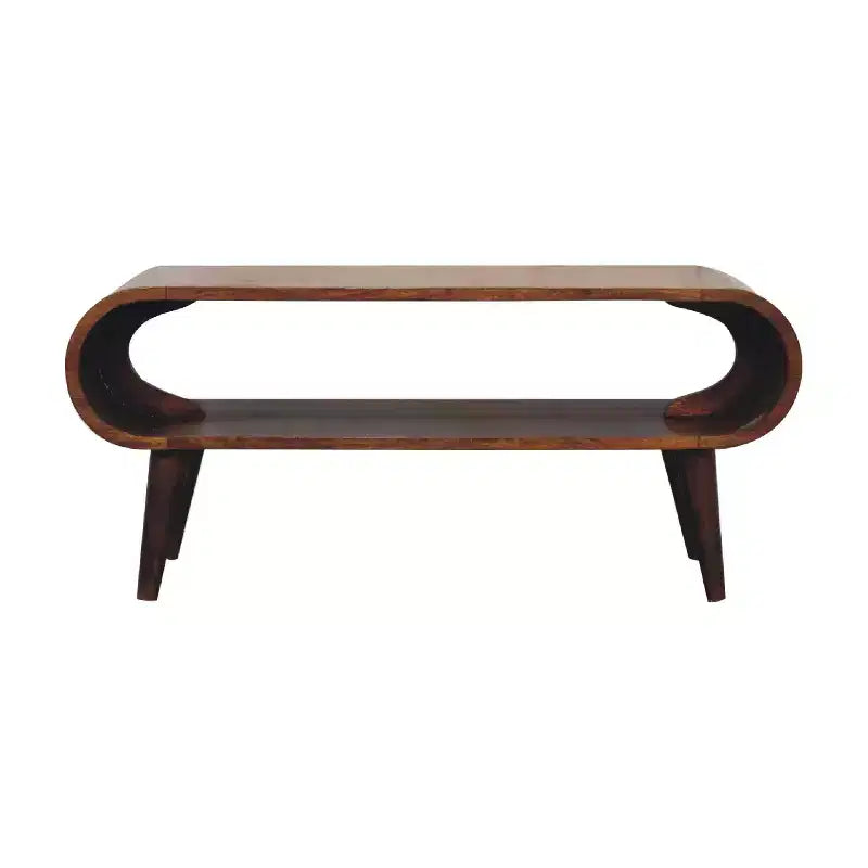 Tavolino GDFStudio Ferguson in legno di mango ricurvo in stile nordico da 35,5 pollici