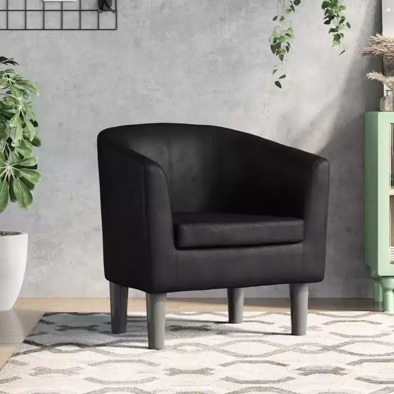 vidaXL Poltrona moderna a secchiello - Elegante poltrona lounge in similpelle per soggiorno, ufficio o camera da letto - Marrone