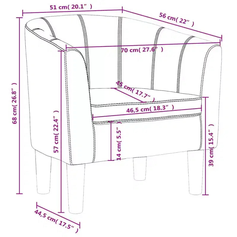vidaXL Poltrona moderna a secchiello - Elegante poltrona lounge in similpelle per soggiorno, ufficio o camera da letto - Marrone