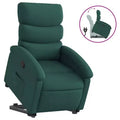 vidaXL Dark Green Stand Up Recliner Chair - Power Lift Assist, Manual Recline, Padded Fabric Seating, Side Pocket, Sturdy Frame for Elderly