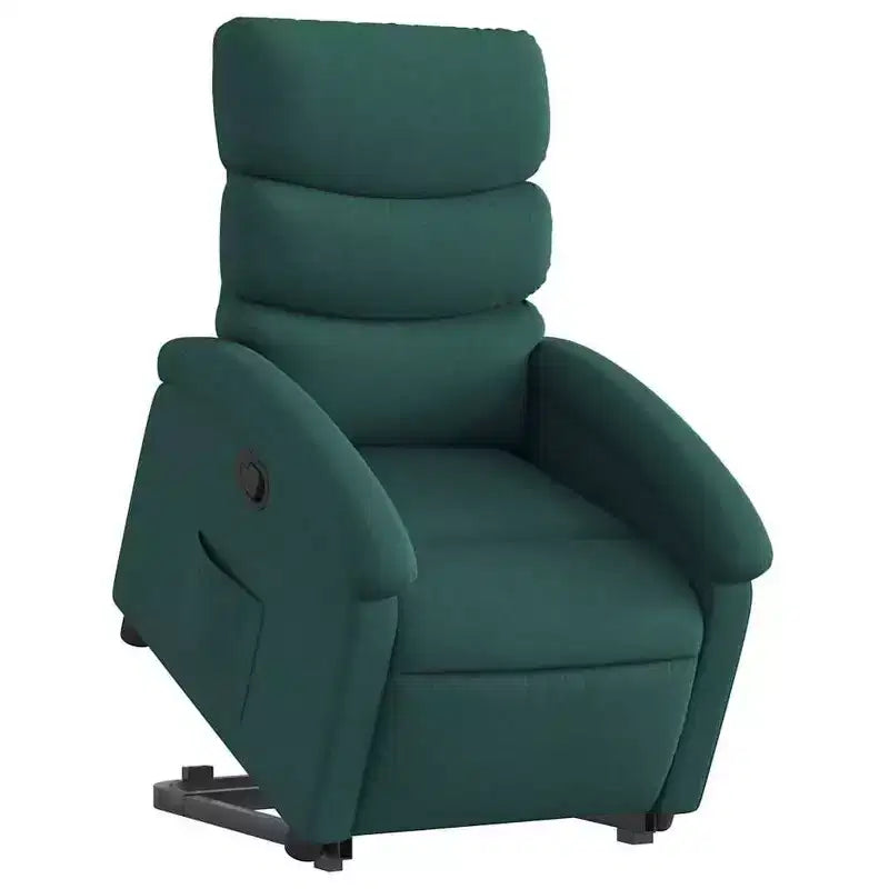 vidaXL Poltrona reclinabile verticale verde scuro - Assistenza Power Lift, reclinazione manuale, seduta in tessuto imbottito, tasca laterale, struttura robusta per anziani